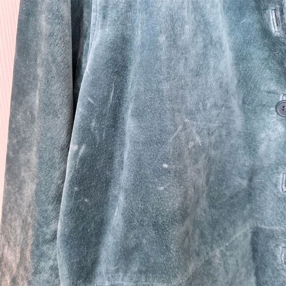 Bagatelle Teal Blue Suede Leather Shirt Jacket Unisex XL Button Front Pockets - Picture 3 of 4